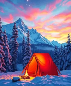 Campsite In Snow 5D Diamond Painting