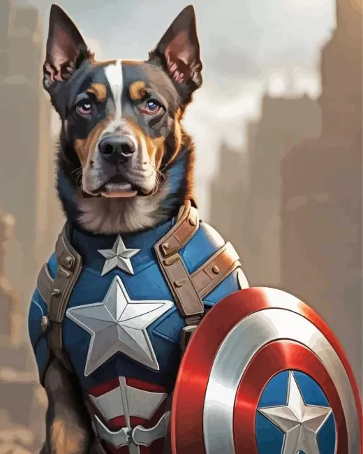 captain america dog Diamond Paintings Captain America Dog 5D Diamond Painting