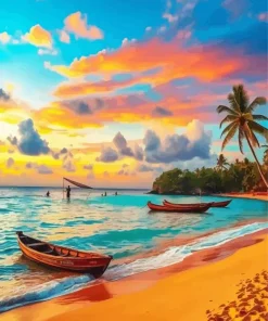 Caribbean Fishing Boats 5D Diamond Painting