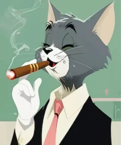 Cartoon Cat Smoking 5D Diamond Painting