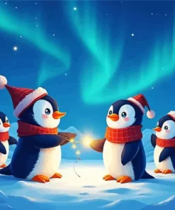 Cartoon Christmas Penguins 5D Diamond Painting