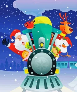 Cartoon Christmas Train 5D Diamond Painting