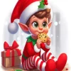 Cartoon Cute Elf Eating Cookies 5D Diamond Painting