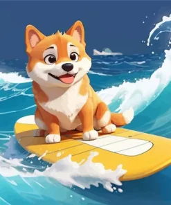 Cartoon Dog Surfing 5D Diamond Painting