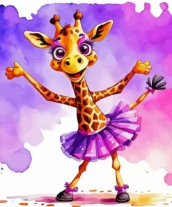 Cartoon Giraffe Dancing 5D Diamond Painting