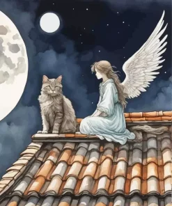 Cat And Angel 5D Diamond Painting