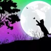 Cat And Butterfly Moon Silhouette 5D Diamond Painting
