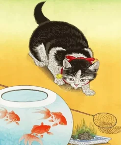 Cat And Goldfish Art 5D Diamond Painting