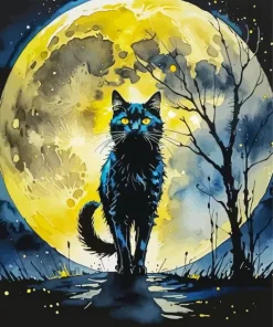 Cat And Moon 5D Diamond Painting