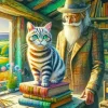 Cat And Old Man 5D Diamond Painting