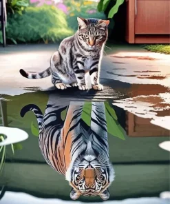 Cat And Tiger Reflection 5D Diamond Painting