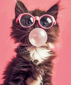 Cat Blowing Bubble Gum 5D Diamond Painting