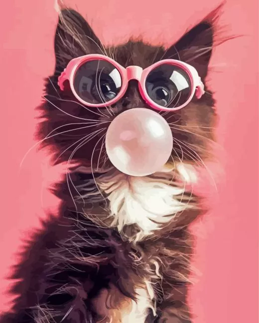 cat blowing bubble gum Diamond Dotz Cat Blowing Bubble Gum 5D Diamond Painting