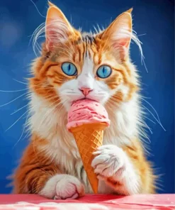 Cat Eating Ice Cream 5D Diamond Painting