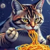 Cat Eating Spaghetti 5D Diamond Painting
