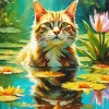 Cat In Pond Art 5D Diamond Painting