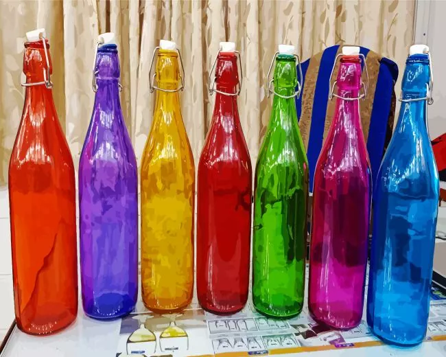 colored glass bottles Diamond By Numbers Colored Glass Bottles 5D Diamond Painting