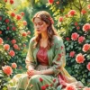 Cool Girl In Garden Art 5D Diamond Painting