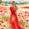 Cool Girl In Poppy Field 5D Diamond Painting