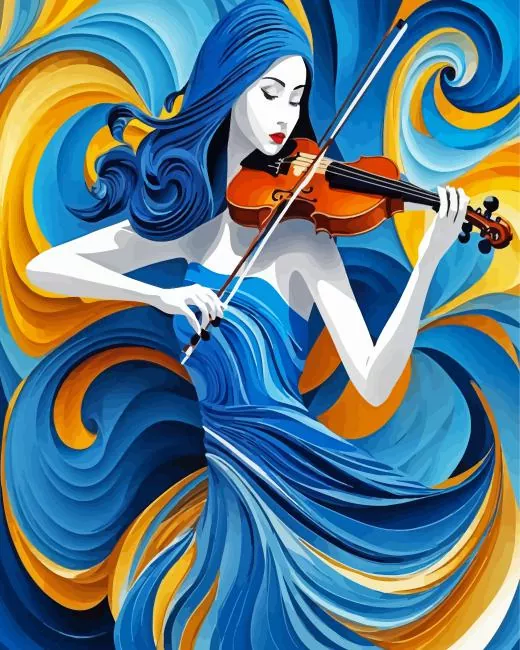 cool girl with violin Diamond Paintings Cool Girl With Violin 5D Diamond Painting
