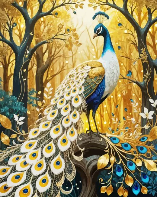 cool gold peacock art Diamond Dotz Cool Gold Peacock Art 5D Diamond Painting