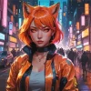 Cyber Punk Girl Fox 5D Diamond Painting