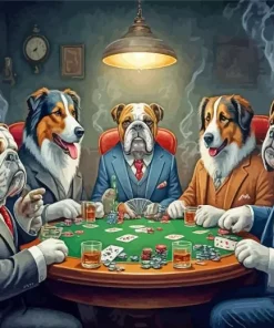 Dogs Playing Cards 5D Diamond Painting