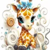 Dreamy Whimsical Giraffe In A Floral Fantasy 5D Diamond Painting