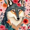 Floral Girly Wolf 5D Diamond Painting