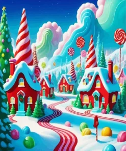 Gingerbread Village Art 5D Diamond Painting