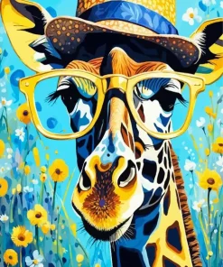 Giraffe Glasses Art 5D Diamond Painting