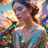 Girl And Hummingbird Art 5D Diamond Painting