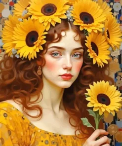 Girl Holding A Sunflower 5D Diamond Painting