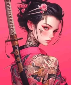 Girl Holding A Sword 5D Diamond Painting