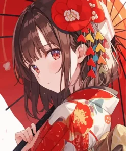 Girl Holding A Umbrella 5D Diamond Painting