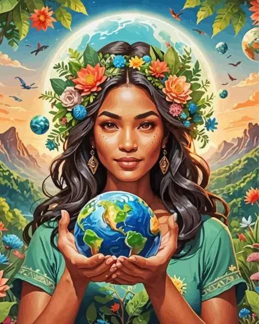 girl holding earth Diamond Paintings Girl Holding Earth 5D Diamond Painting