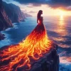 Girl In Fire Art 5D Diamond Painting