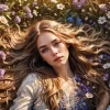 Girl Laying In Flowers Art 5D Diamond Painting