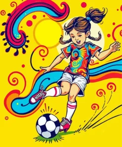 Girl Playing Soccer Art 5D Diamond Painting