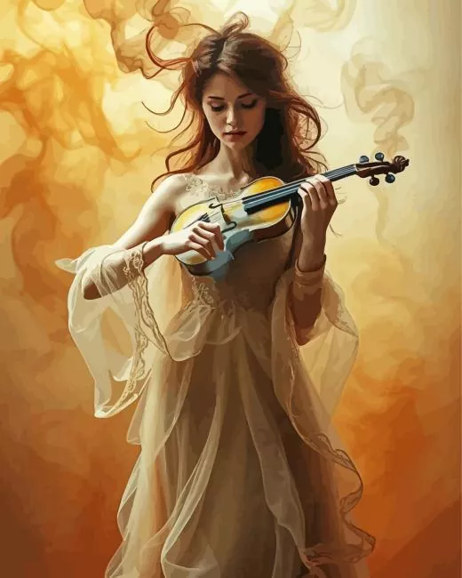 girl playing violin art Diamond Paints Girl Playing Violin Art 5D Diamond Painting