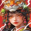 Girl Tiger 5D Diamond Painting