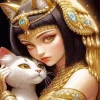 Giza Girl And White Cat 5D Diamond Painting