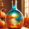 Glass Bottle And Pumpkin 5D Diamond Painting