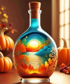 Glass Bottle And Pumpkin 5D Diamond Painting