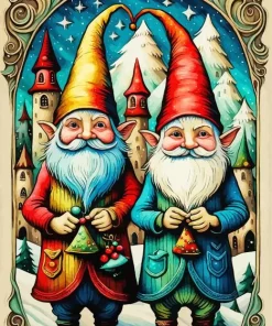 Gnomes Christmas Art 5D Diamond Painting