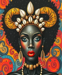 Goddess Black Taurus Woman Art 5D Diamond Painting