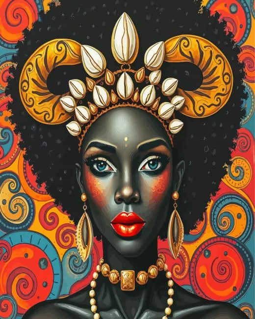 goddess black taurus woman art Diamond Paintings Goddess Black Taurus Woman Art 5D Diamond Painting