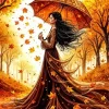 Gold Autumn Leaves Art 5D Diamond Painting