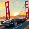 Golden Gate Car 5D Diamond Painting