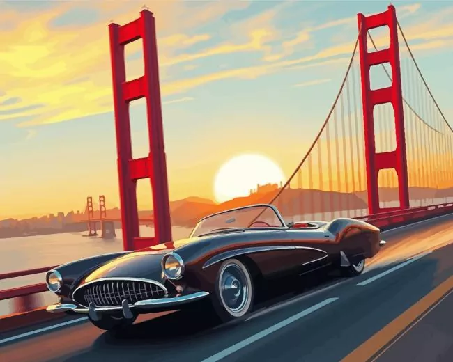 golden gate car Diamond Paintings Golden Gate Car 5D Diamond Painting
